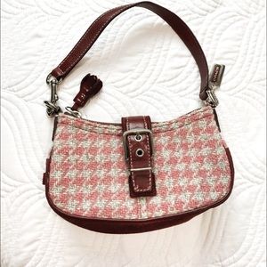 Genuine coach houndstooth wool suede bag